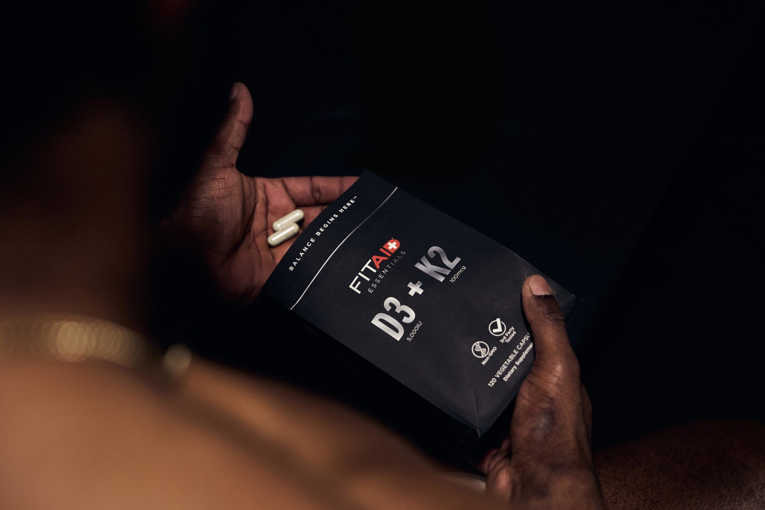 FITAID Essentials D3+K2: FULL BODY WELLNESS. PROMOTING HEALTHY BONES, CARDIOVASCULAR SUPPORT AND OPTIMAL CALCIUM ABSORPTION